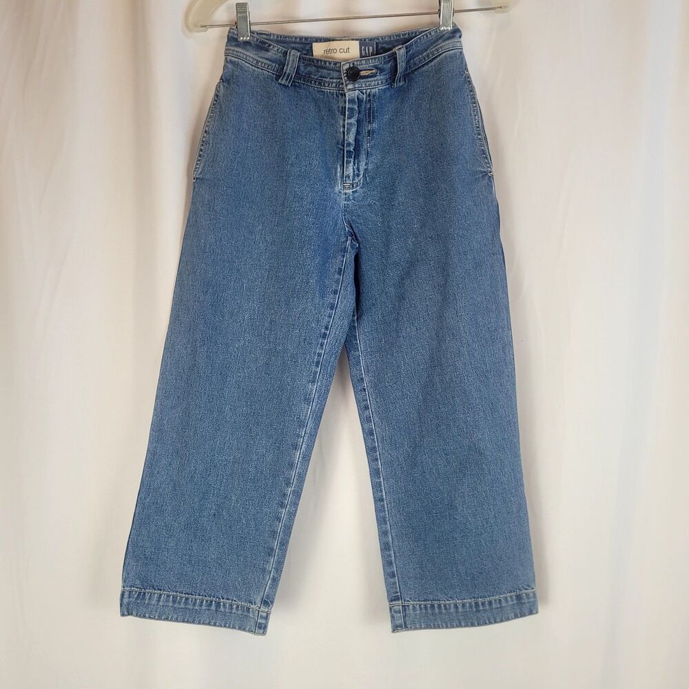 Gap Retro Cut Capri Jeans Womens Size 0 100% Cotton Medium Blue Wash 25" Waist
